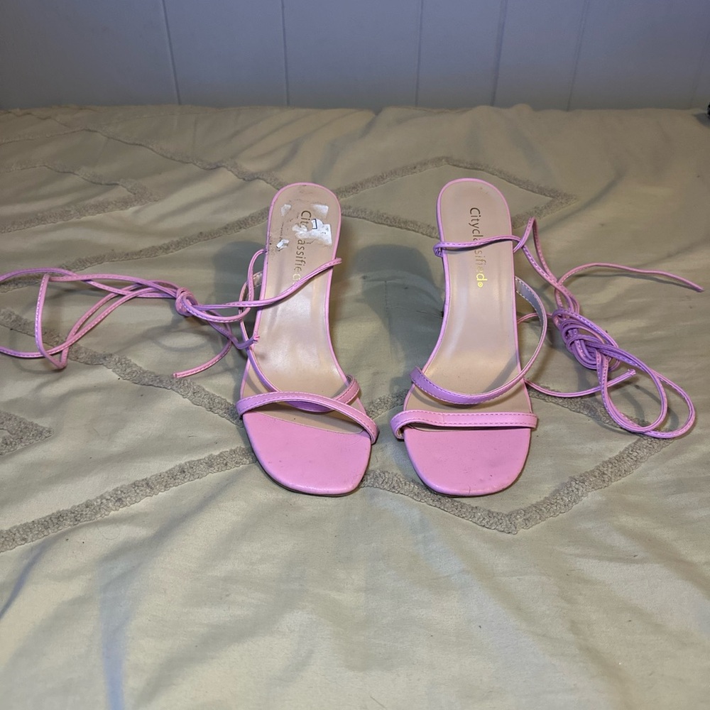 Pink Strappy Heels - Size 7